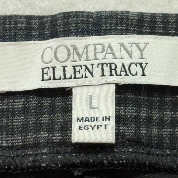 Ellen Tracy Women's Pull-on Stretch Mid Rise Skinny Plaid Black Pants Size L - Picture 5 of 10